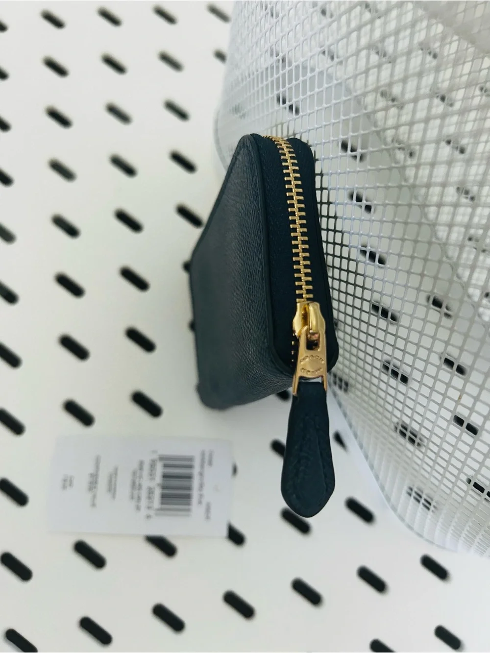 Coach Navy BLUE Textured Zip Card